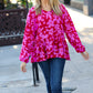 Red & Magenta Floral V Neck Woven Babydoll Top