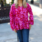 Red & Magenta Floral V Neck Woven Babydoll Top