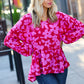 Red & Magenta Floral V Neck Woven Babydoll Top