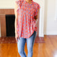 Red & Blue Boho Stripe Flutter Sleeve Top