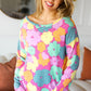 Easy To Love Fuchsia Floral Two Tone Knit Vintage Top