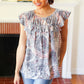 Everyday Gray & Coral Tie Dye Frilled Short Sleeve Yoke Top