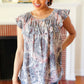 Everyday Gray & Coral Tie Dye Frilled Short Sleeve Yoke Top