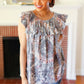 Everyday Gray & Coral Tie Dye Frilled Short Sleeve Yoke Top