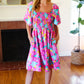 Vacay Vibes Fuchsia Floral Print Fit & Flare Smocked Dress