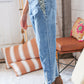 High Waist Leopard Print Washed Pocketed Ankle Torn Jeans