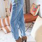 High Waist Leopard Print Washed Pocketed Ankle Torn Jeans