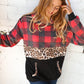 Plaid & Leopard Print Color Block Hoodie