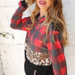 Plaid & Leopard Print Color Block Hoodie