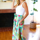 Feeling Couture Ivory & Mint Corded Geo Print Wide Leg Jumpsuit