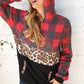 Plaid & Leopard Print Color Block Hoodie