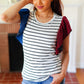 Glam It Up Red & Blue Glitter Flutter Sleeve Striped Top