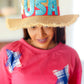 USA Sequin Frayed Edge Straw Hat