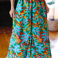 Summer Vibes Green & Orange Abstract Print Smocked Palazzo Pants