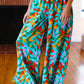 Summer Vibes Green & Orange Abstract Print Smocked Palazzo Pants