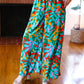 Summer Vibes Green & Orange Abstract Print Smocked Palazzo Pants