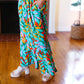 Summer Vibes Green & Orange Abstract Print Smocked Palazzo Pants