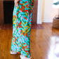 Summer Vibes Green & Orange Abstract Print Smocked Palazzo Pants