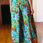 Summer Vibes Green & Orange Abstract Print Smocked Palazzo Pants