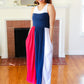 Patriotic Color Block Fit & Flare Maxi Dress