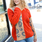 Call on Me Rust & Taupe Animal Print Cable Knit Color Block Sweater