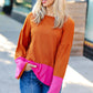 Fuchsia & Rust Color Block Hacci Top