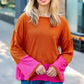 Fuchsia & Rust Color Block Hacci Top