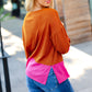 Fuchsia & Rust Color Block Hacci Top