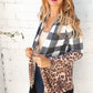 Brushed Hacci Plaid Leopard Color Block Cardigan