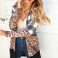 Brushed Hacci Plaid Leopard Color Block Cardigan