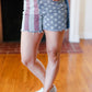 American Flag High Rise Frayed Hem Denim Shorts