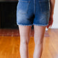 American Flag High Rise Frayed Hem Denim Shorts