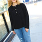 Better Than Ever Black Loose Knit Henley Button Sweater