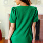 Boldy You Kelly Green Textured Puff Sleeve Dress