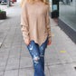 Autumn Vibes Taupe Asymmetrical Knit Sweater