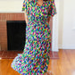 All For You Navy Multicolor Abstract Print Smocked Waist Maxi Dress