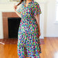 All For You Navy Multicolor Abstract Print Smocked Waist Maxi Dress