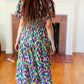 All For You Navy Multicolor Abstract Print Smocked Waist Maxi Dress