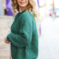 Holiday Green Mélange Round Neck Knit Sweater