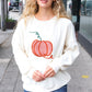 Halloween Lovely Ivory Embroidered Pumpkin Knit Sweater