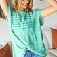 Mint Embroidered Woven Short Sleeve Dolman Top