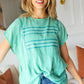 Mint Embroidered Woven Short Sleeve Dolman Top