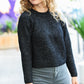 Black Mélange Round Neck Knit Sweater