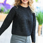 Black Mélange Round Neck Knit Sweater