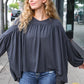 Casual Chic Charcoal V Neck Yoke Modal Knit Top