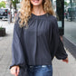 Casual Chic Charcoal V Neck Yoke Modal Knit Top