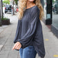 Casual Chic Charcoal V Neck Yoke Modal Knit Top