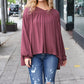 Casual Chic Wine V Neck Yoke Modal Knit Oversized Top