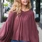 Casual Chic Wine V Neck Yoke Modal Knit Oversized Top