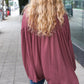 Casual Chic Wine V Neck Yoke Modal Knit Oversized Top